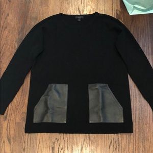 J Crew oversized sweater with leather pockets